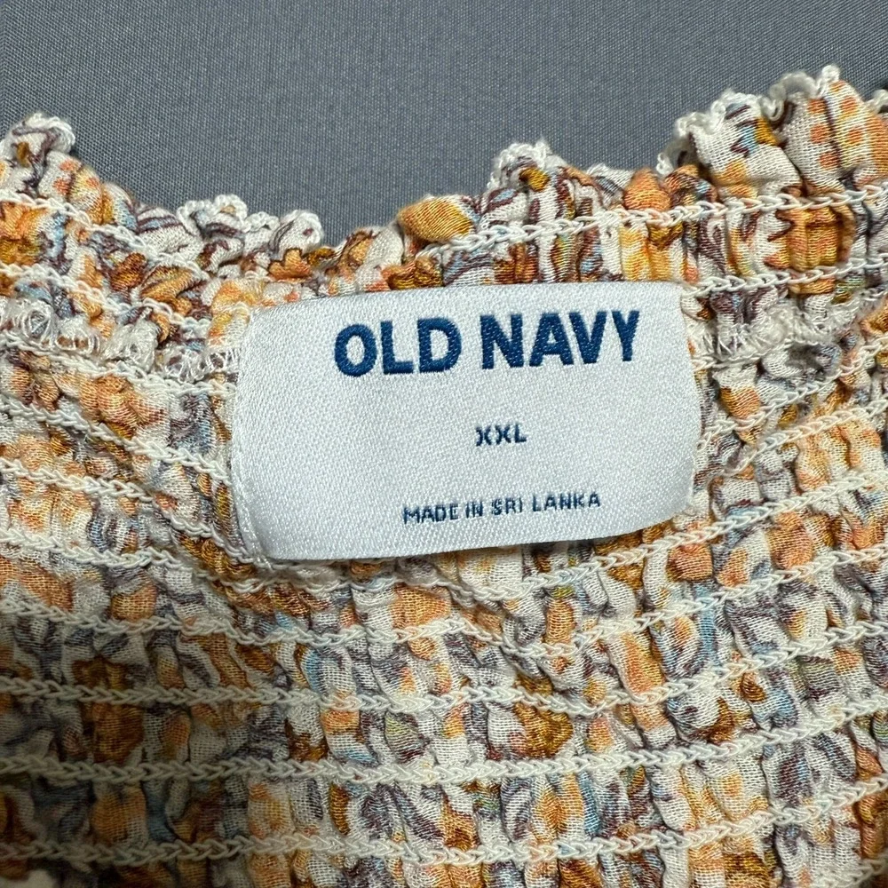 Old Navy Blouse Women Size XXL Cottagecore Square Neck Babydoll Puff Sleeve Boho